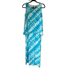 Chicos dress tie dye turquoise white sleeveless size 0 XS